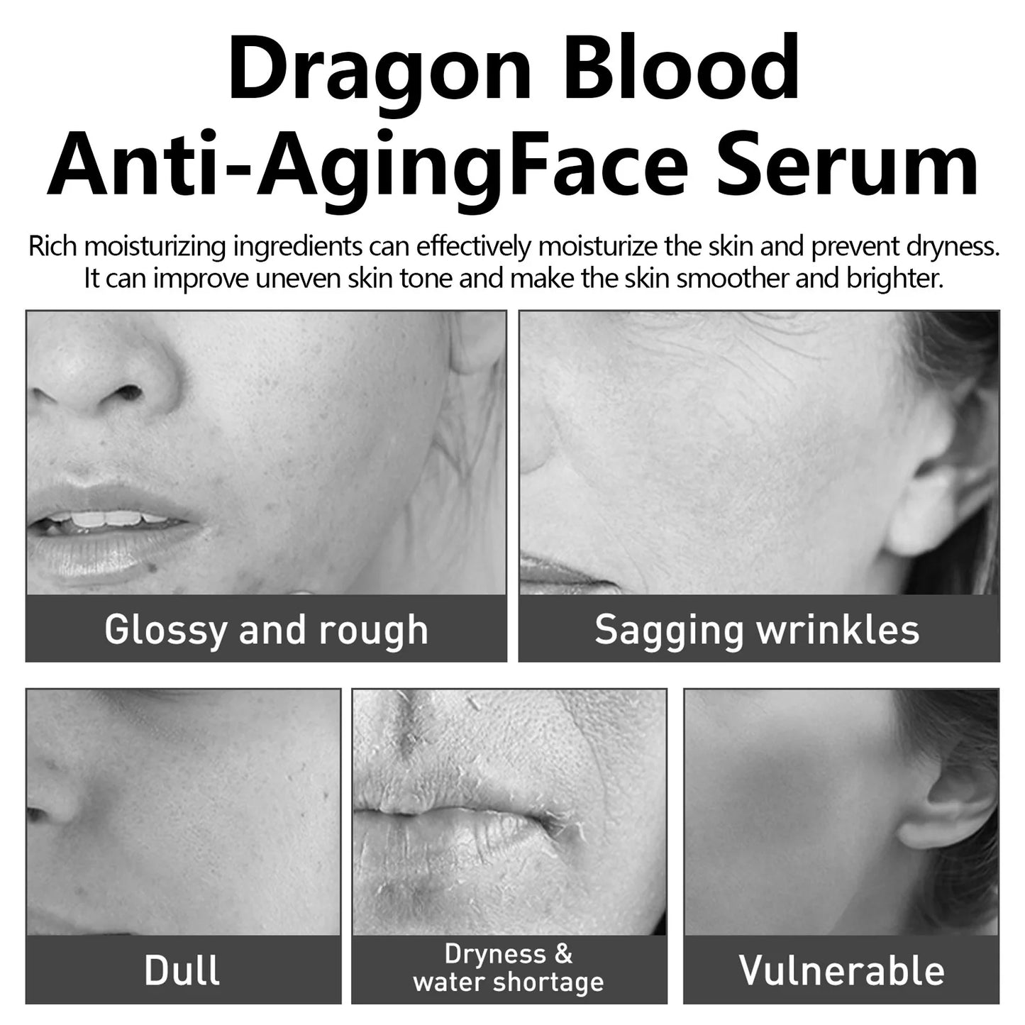 EELHOE Dragon Blood Serum Anti Aging Deep Moisturizing Face Firming Smooth Skin Rejuvenation Nourish Anti-Wrinkle Face Essence