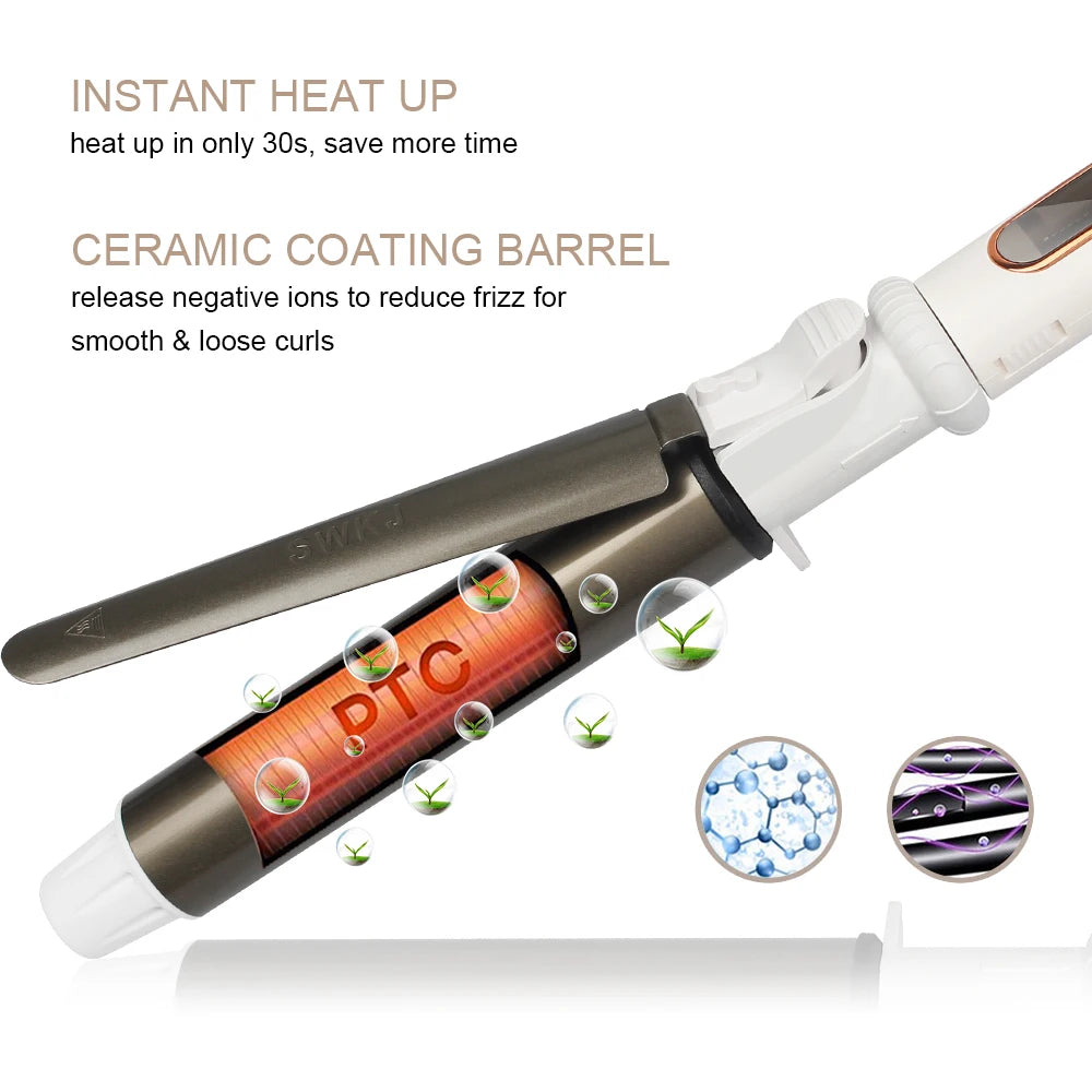 Ushow Curling Iron with Tourmaline Ceramic Technology and Digital Controls with Heat Resistant Silicone Mat (Copy)