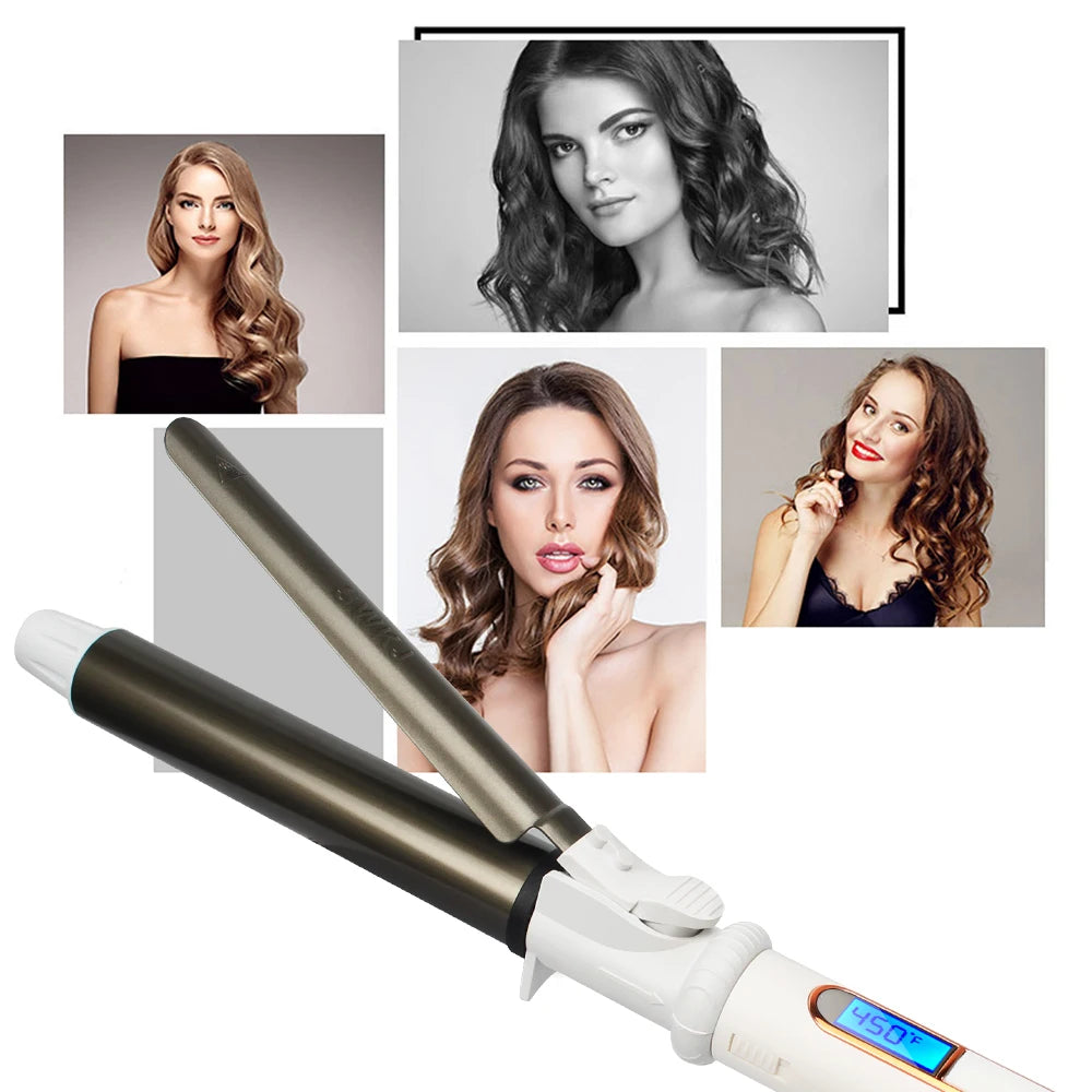 Ushow Curling Iron with Tourmaline Ceramic Technology and Digital Controls with Heat Resistant Silicone Mat (Copy)