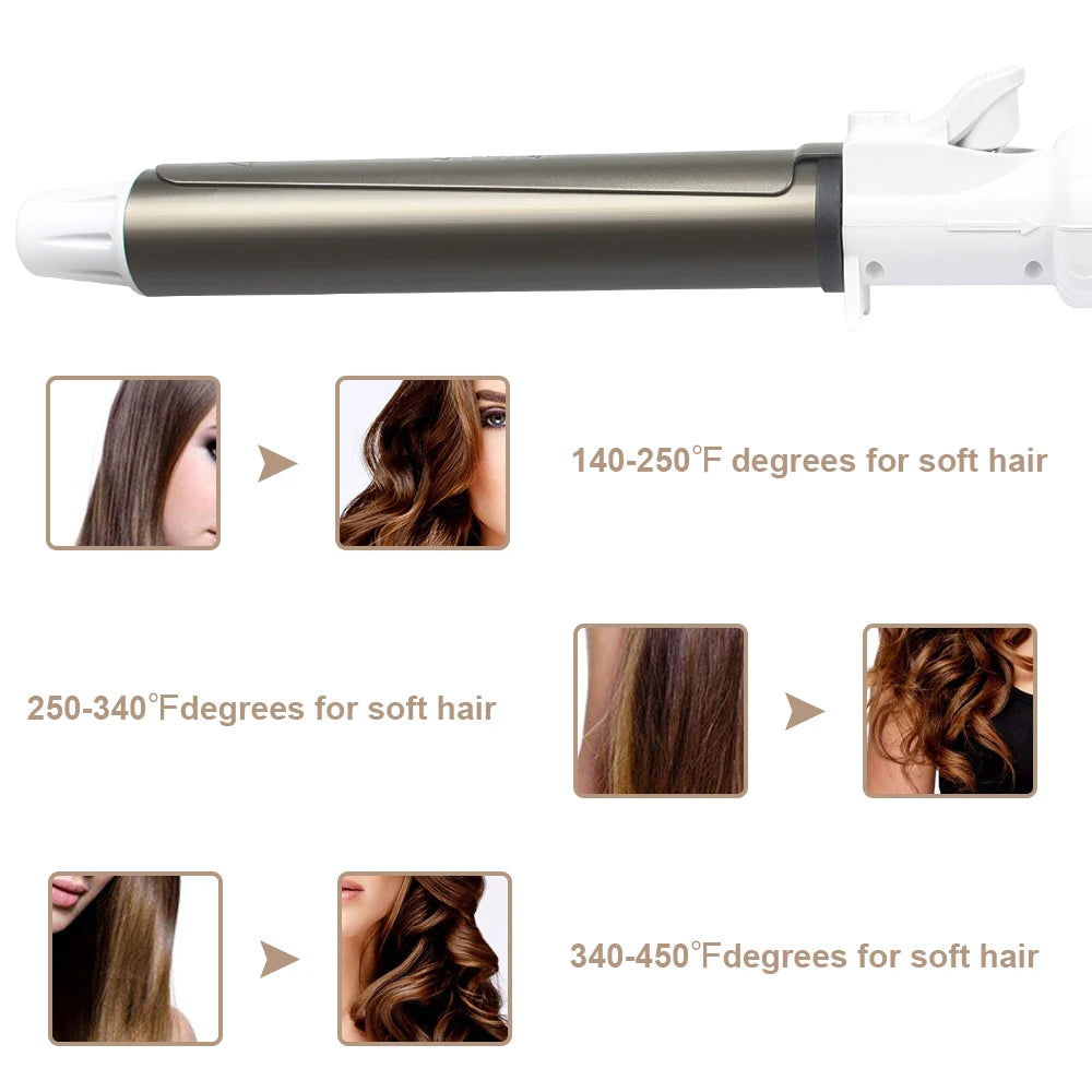 Ushow Curling Iron with Tourmaline Ceramic Technology and Digital Controls with Heat Resistant Silicone Mat (Copy)