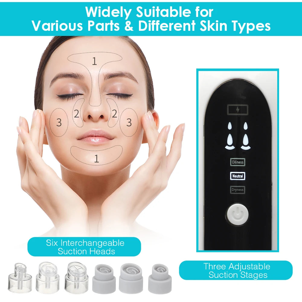 Blackhead Remover Nose T Zone Pore Vacuum Acne Pimple Removal Vacuum Suction Tool Facial Diamond Dermabrasion Machine Face Clean