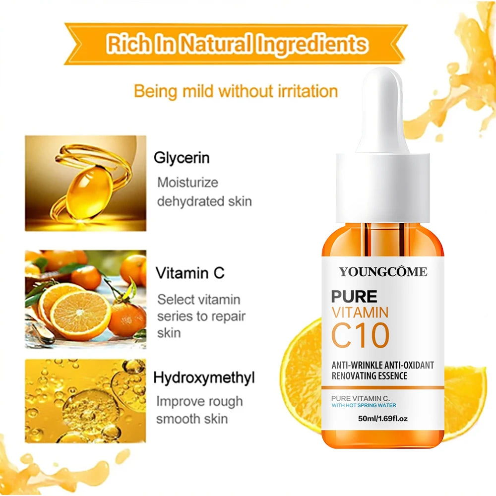 Vitamin C Facial Essence Hyaluronic Acid Dark Skin Brighten Serum Fade Fine Lines Moisturizing Repair Dull Serum Face Skin Care