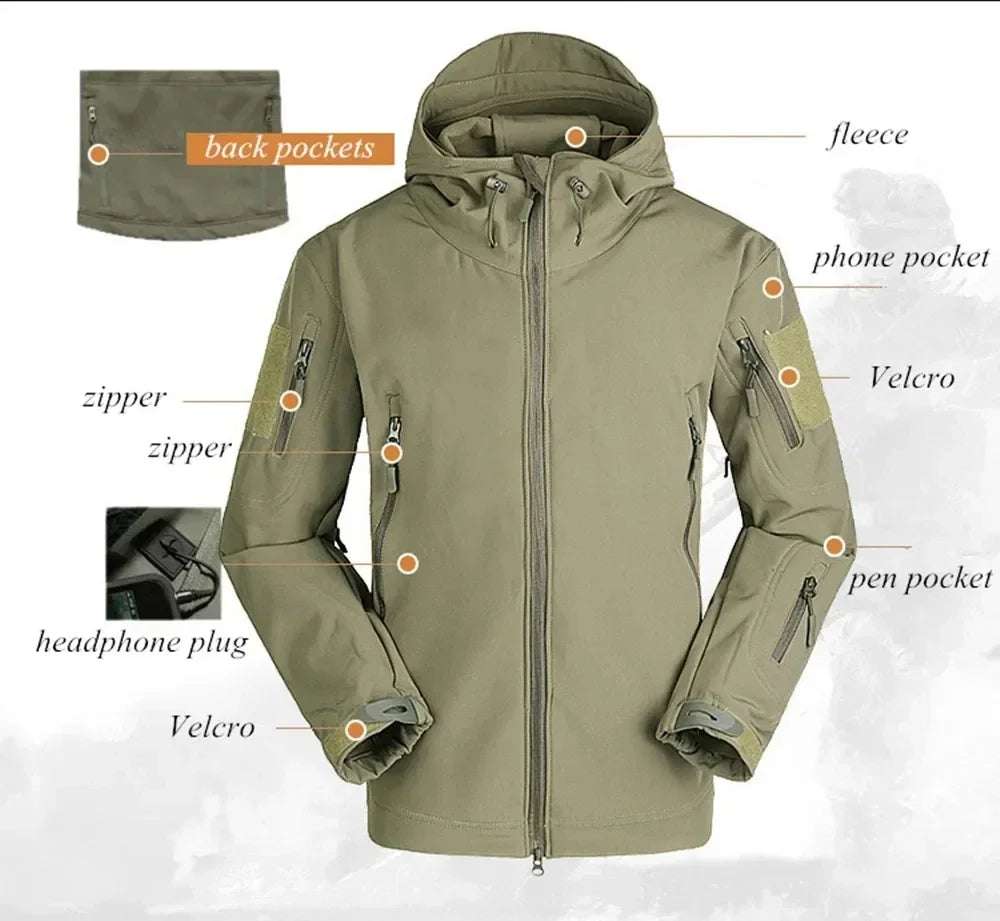 Hot Outdoor Soft Shell Men's Waterproof and Warm M65 Camping and Mountaineering Training Durable Jackets and Sprinkler Jackets