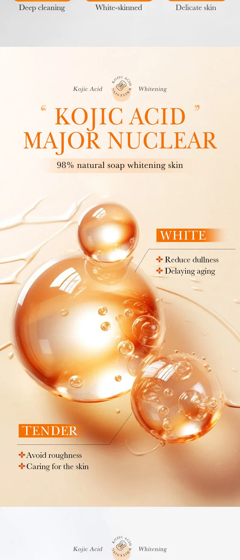 SADOER Kojic Acid Facial Soap Face Wash Foam Facial Cleanser Moisturizing Hydrating Oil Control Body Bathing Handmade Soap