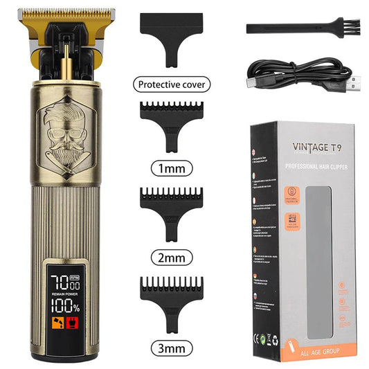 Vintage T9 hair clippers for barber shop Hair cutting machine Electric trimmer led hair clipper Dragon carving Shaver Beard