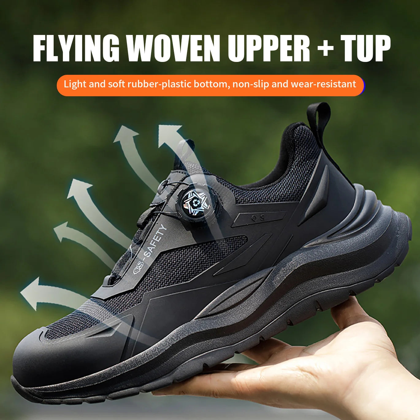 New breathable button labor insurance shoes steel head anti-smash anti-puncture safety shoes button technology lace-free