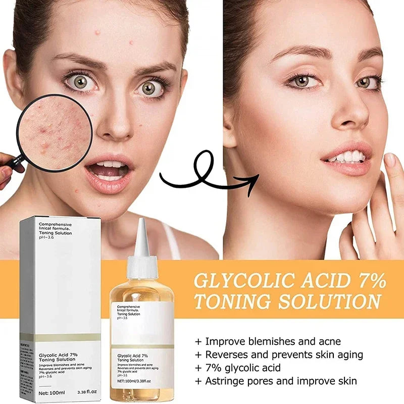 Glycolic Acid 7% Toning Solution Lighten Pore Glow Facial Skin Care Acid Toner Lifting Firming Wrinkles Dispelling Acne New 2024