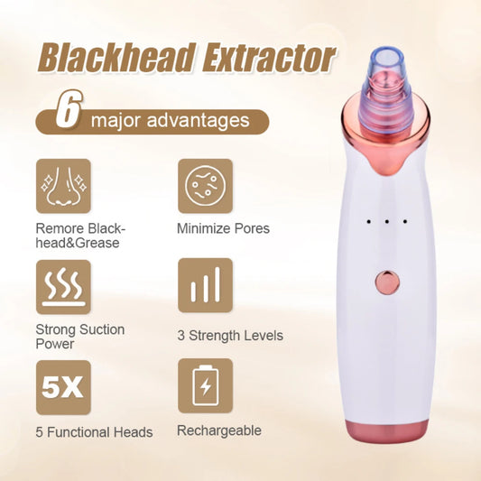 Professional ultra-fine bubble electric blackhead remover, facial vacuum cleaner, acne and pore extraction, facial cleansing, pe