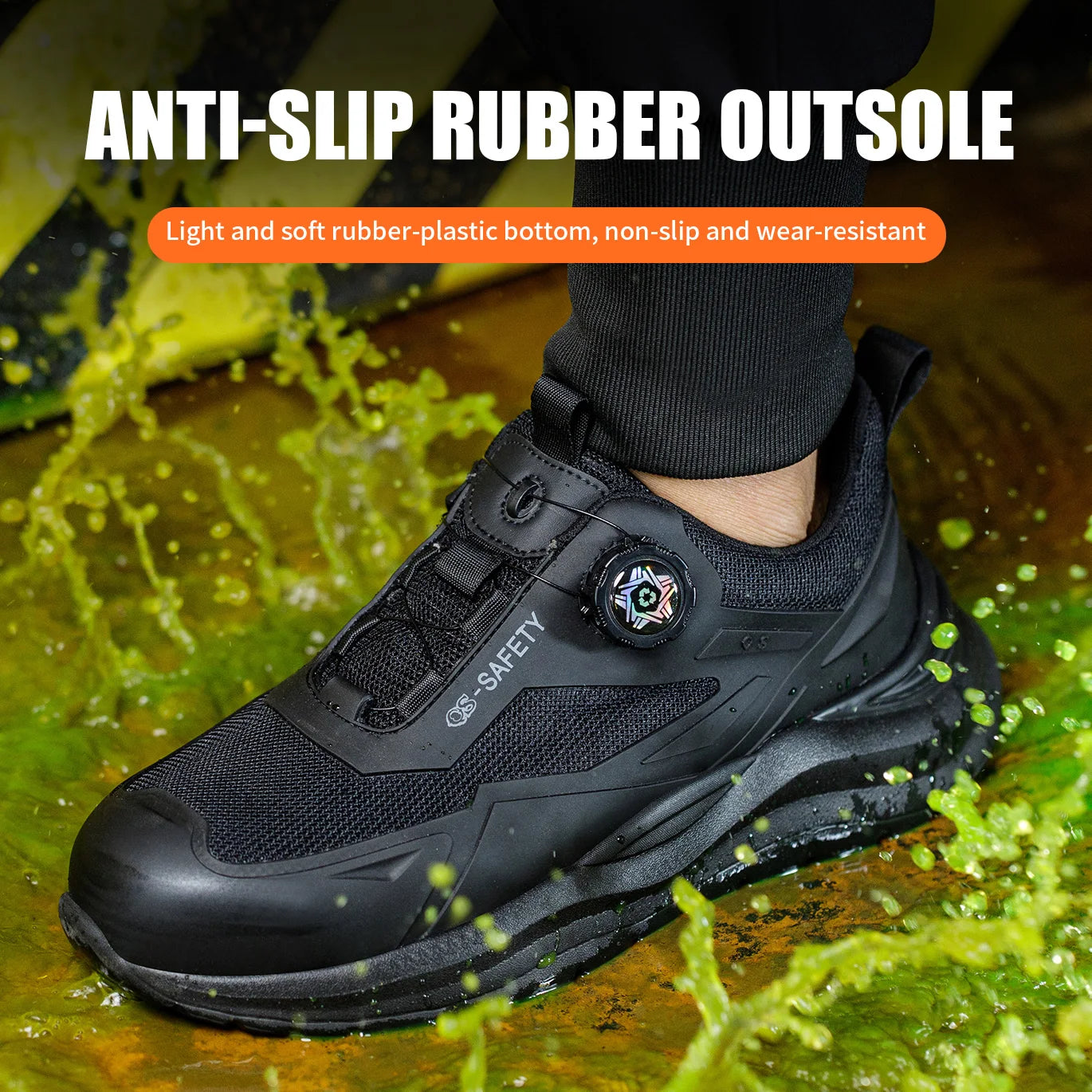 New breathable button labor insurance shoes steel head anti-smash anti-puncture safety shoes button technology lace-free