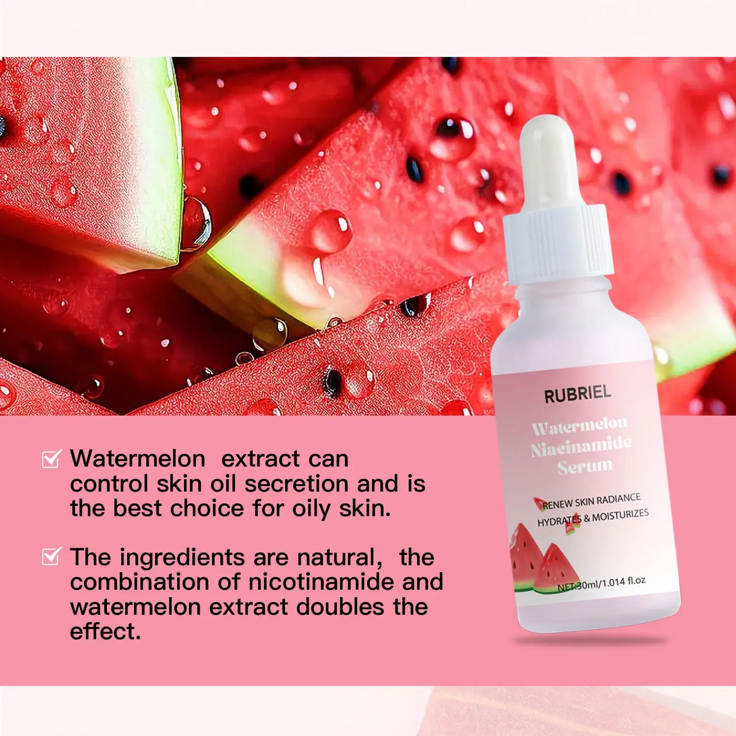 Watermelon Niacinamide Serum Facial Glow Serum Makeup Primer Hydrating Essence Lightweight Moisturizing Facial Serum