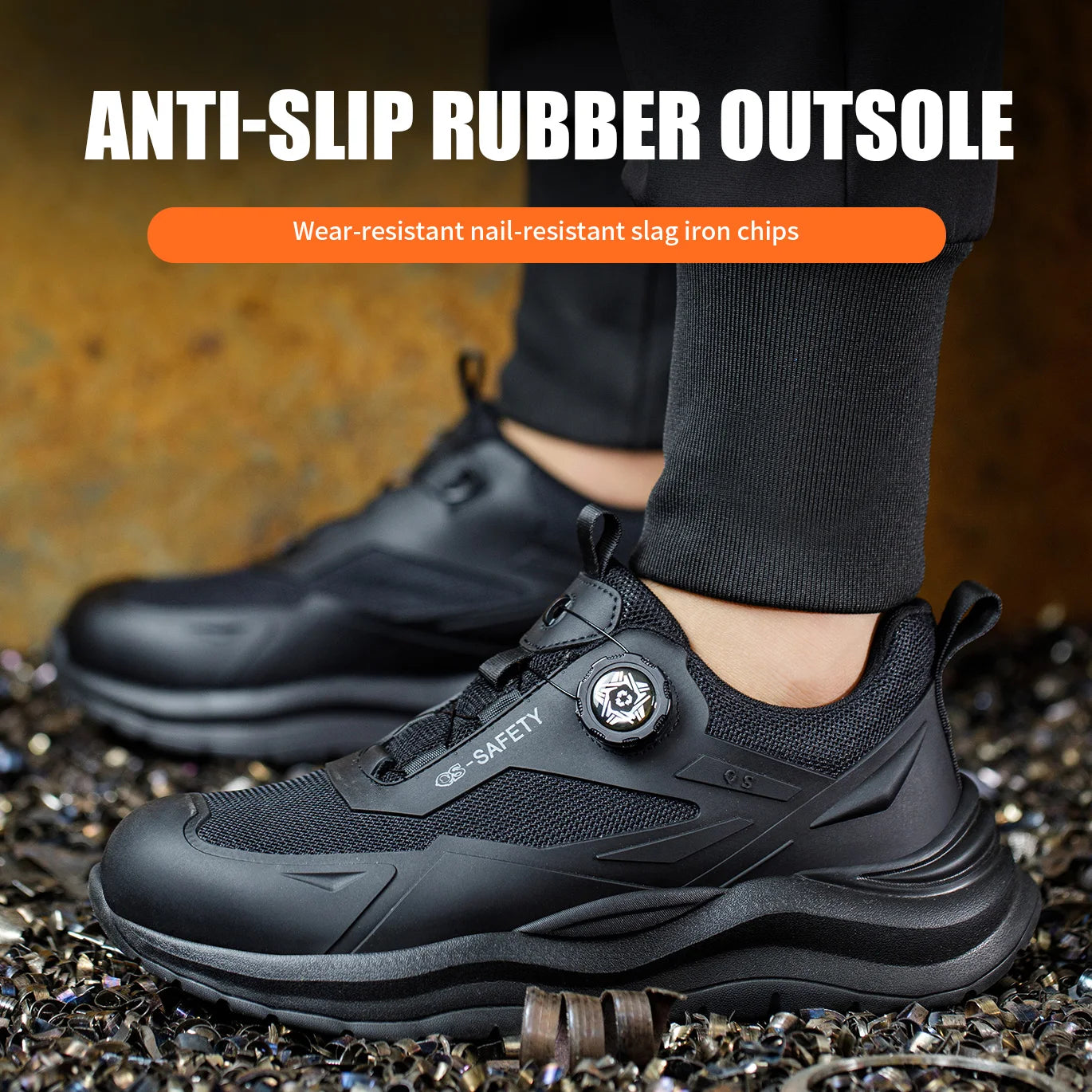 New breathable button labor insurance shoes steel head anti-smash anti-puncture safety shoes button technology lace-free