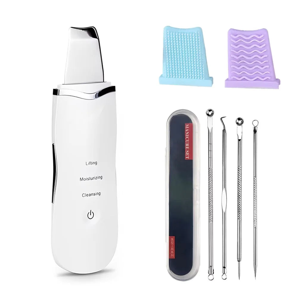 Ultrasonic Skin Scraper Peeling Blackhead Remover Deep Face Cleaning Lifting Acne Pore Cleaner Facial Spatula Shovel Cleanser