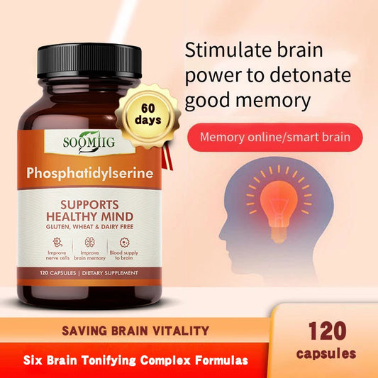 Phosphatidylserine 120 mg, Brain Supplement, Supports Healthy Thinking, Synaptic Growth, Memory, Creativity, 120 Capsules