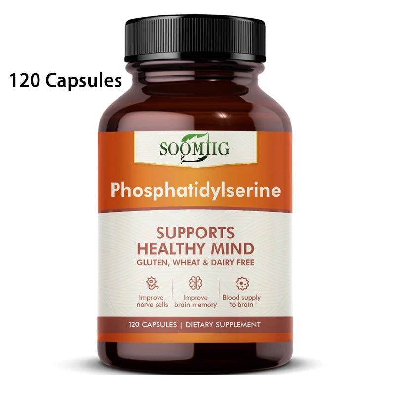 Phosphatidylserine 120 mg, Brain Supplement, Supports Healthy Thinking, Synaptic Growth, Memory, Creativity, 120 Capsules