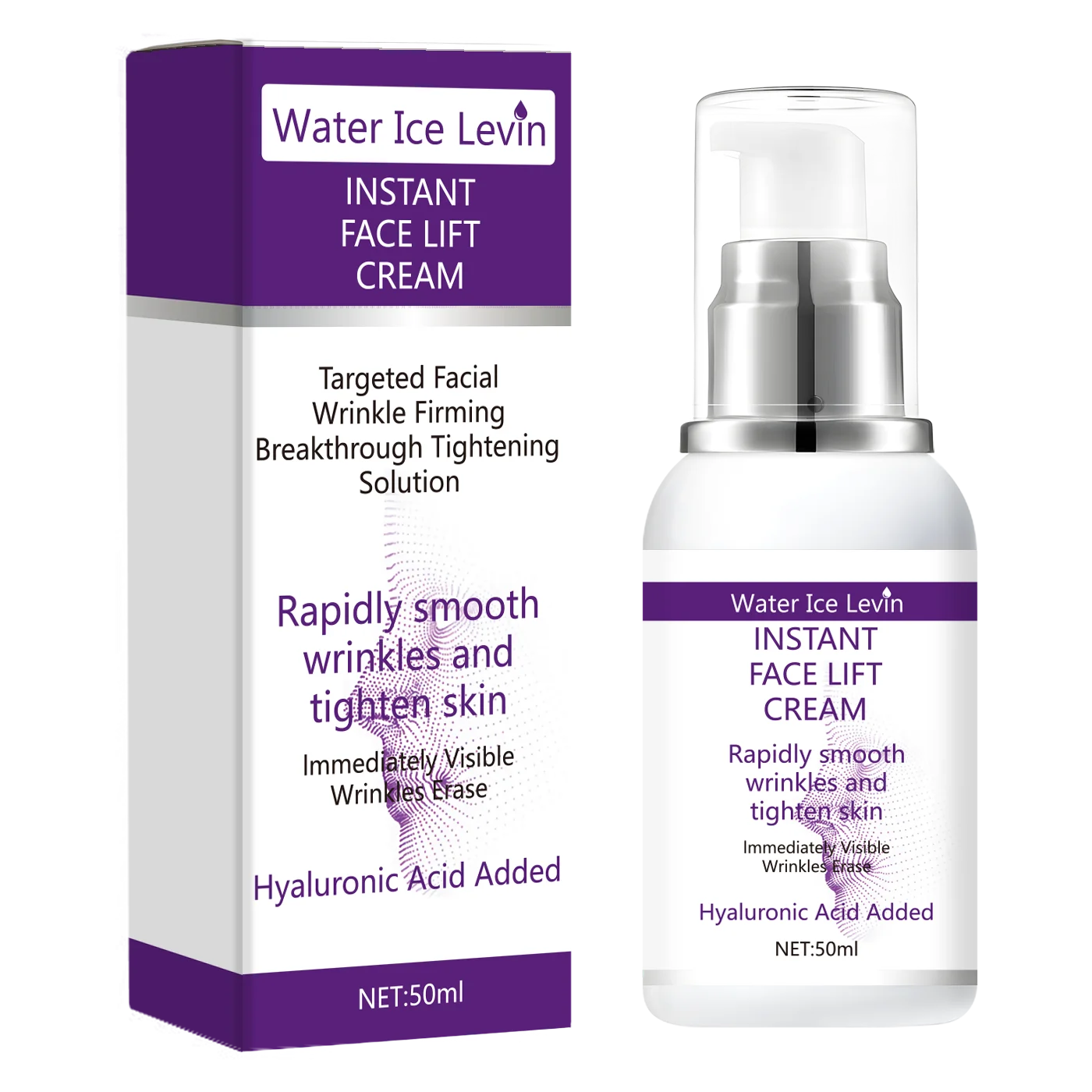 Instant face lift cream with hyaluronic acid for wrinkles. Firming solution.