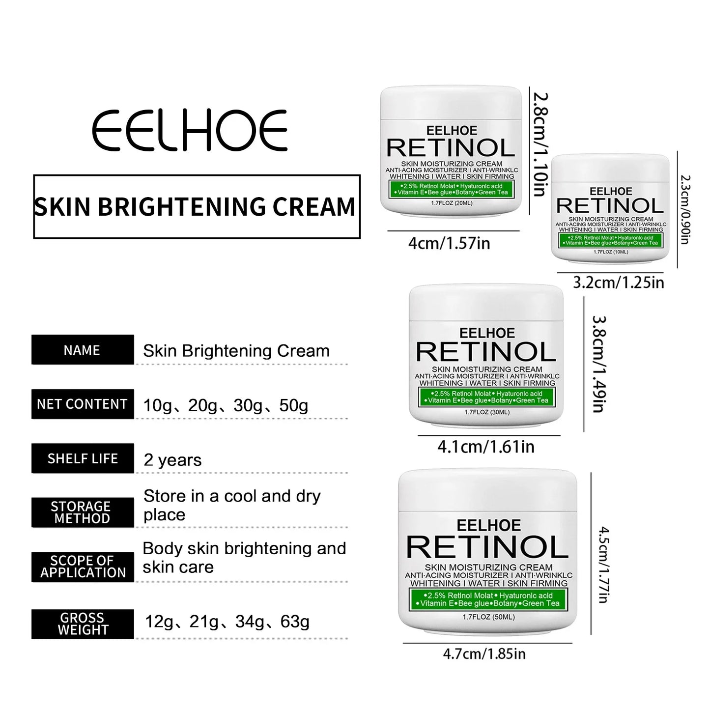 Retinol Whitening Cream for Private Part Brighten Dark Skin Permanent Bleaching Lotion for The Whole Body Underarm Knee Buttocks