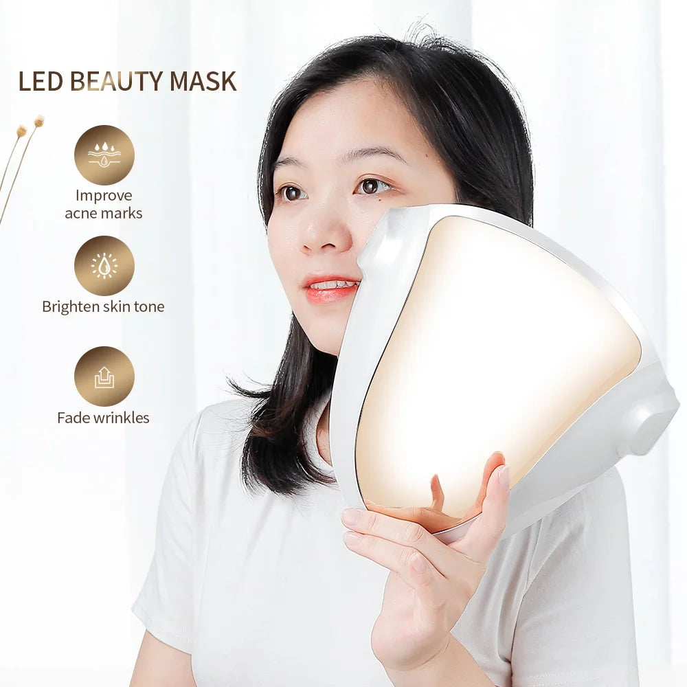 Red/Blue/Orange 3 Colors LED Light Therapy Infrared Light Therapy Anti-Aging Mask Full Face With Neck Wireless Beauty Face Mask