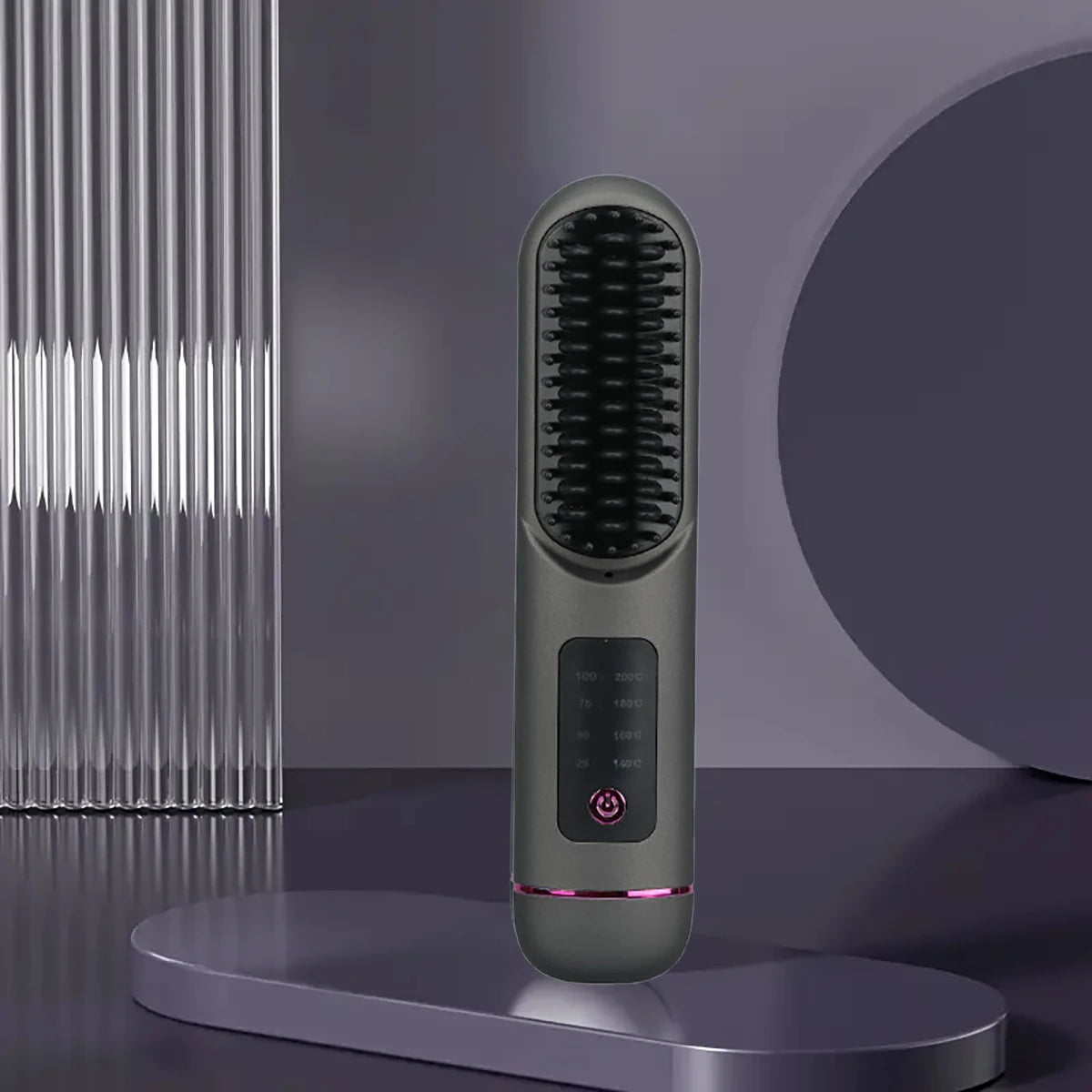 1PC wireless straight hair comb 4-speed temperature setting negative ion technology USB charging is convenient and portable.