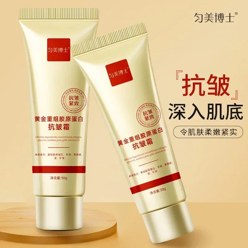 2 Pcs Gold Recombinant Collagen Anti Wrinkle Cream Moisturizes Reduces Fine Lines Softens Skin Face Cream