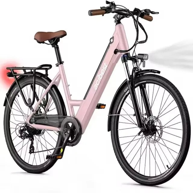 New 26 inch Step Thru Electric Bicycle, Peak 750W Brushless Motor Cityrun Ebike, with 7 Speed, Up to 50 thousand, e-bikes