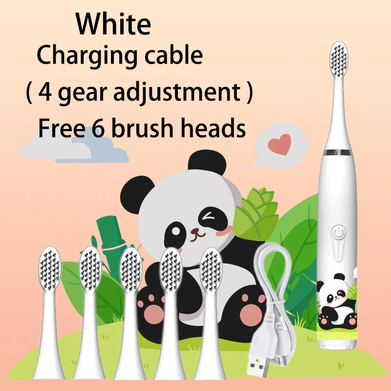 USB Sonic Children Electric Toothbrush Rechargeable Colorful Cartoon Brush Kids Automatic IPX7 Waterproof With Replacement Head