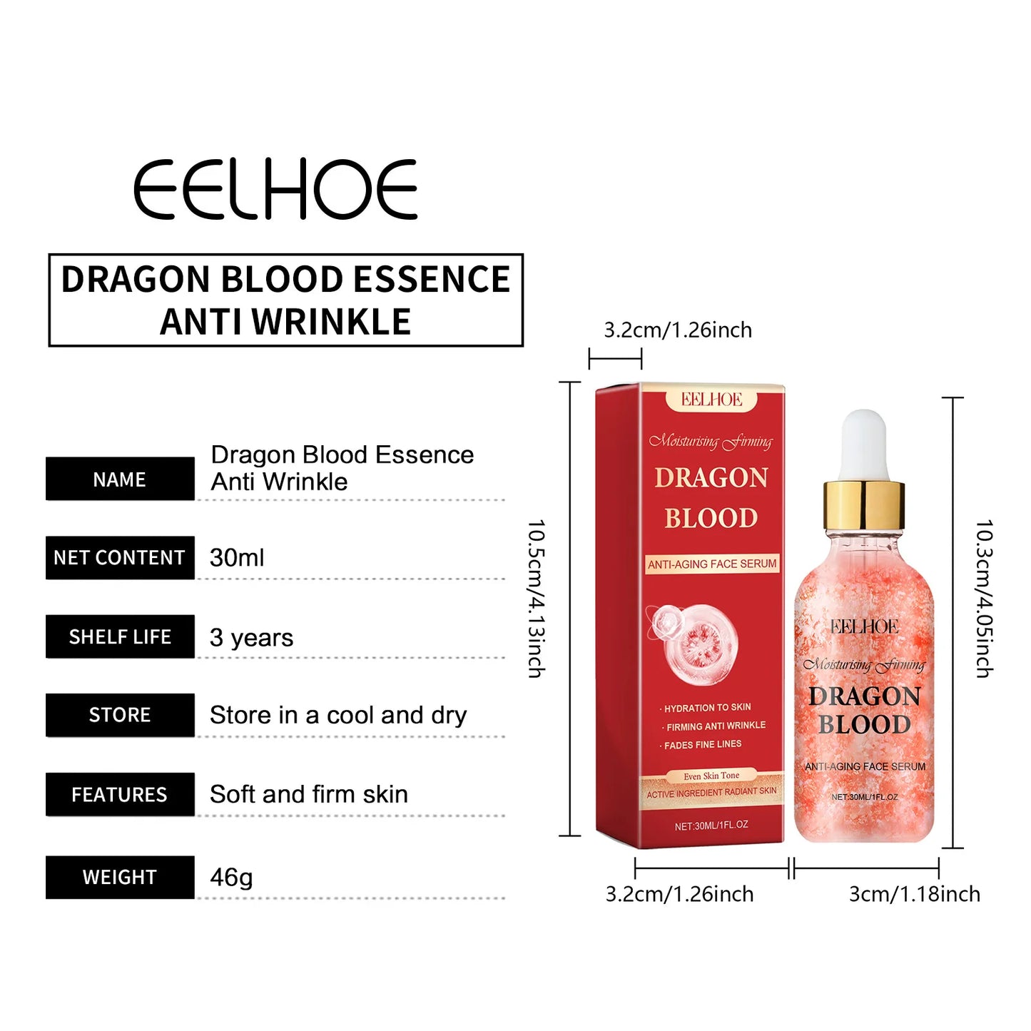 EELHOE Dragon Blood Serum Anti Aging Deep Moisturizing Face Firming Smooth Skin Rejuvenation Nourish Anti-Wrinkle Face Essence