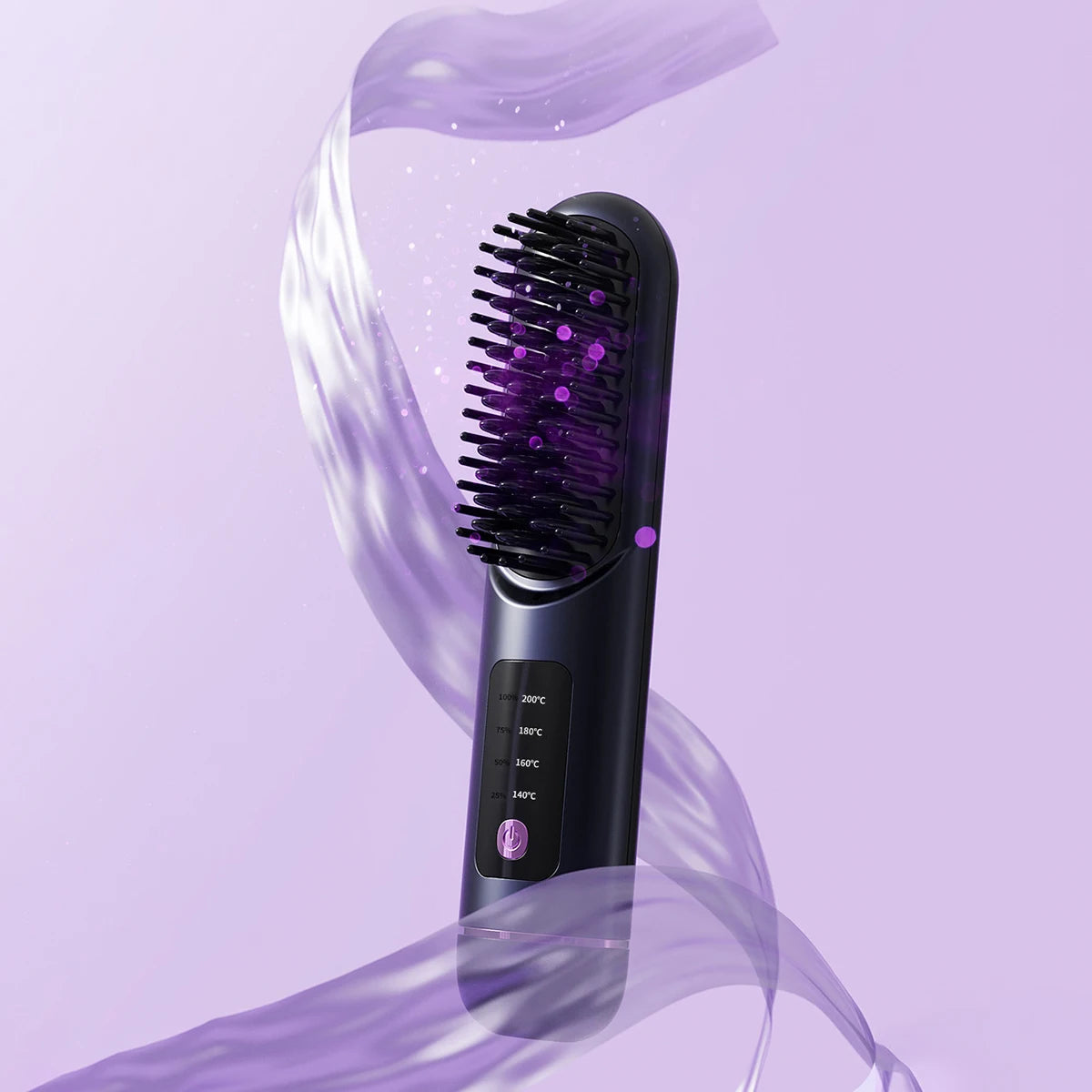 1PC wireless straight hair comb 4-speed temperature setting negative ion technology USB charging is convenient and portable.