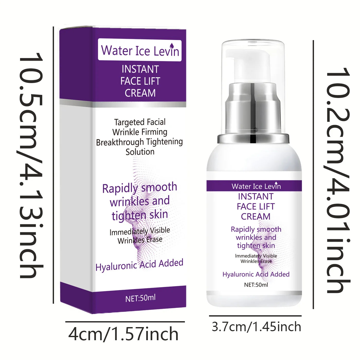 Instant face lift cream with hyaluronic acid for wrinkles. Firming solution.