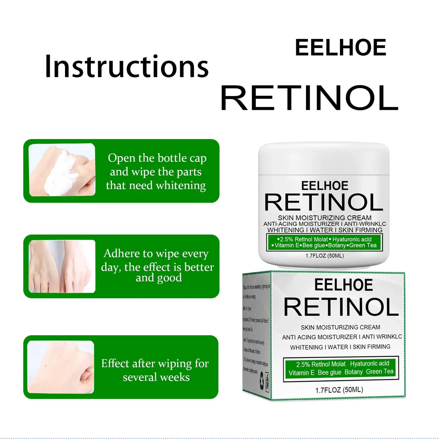 Retinol Whitening Cream for Private Part Brighten Dark Skin Permanent Bleaching Lotion for The Whole Body Underarm Knee Buttocks