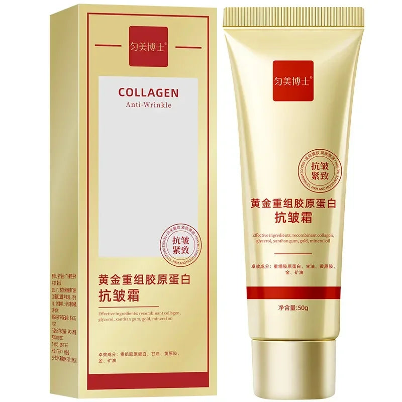 2 Pcs Gold Recombinant Collagen Anti Wrinkle Cream Moisturizes Reduces Fine Lines Softens Skin Face Cream