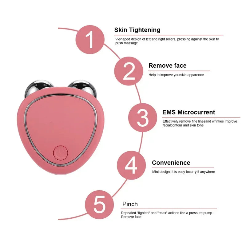 EMS Facial Massager Microcurrent Face Lifting Machine Roller Rejuvenation Beauty Skin Tightening Anti Wrinkle Beauty Devices