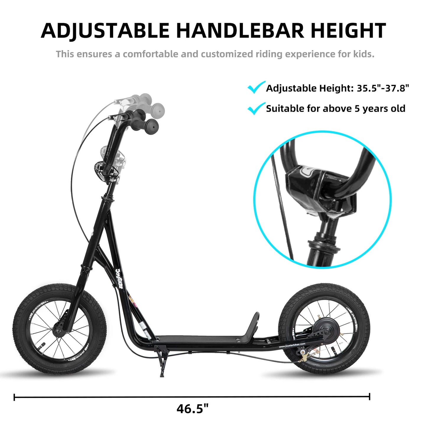 JOYSTAR Kick Scooter for Ages 5-9 Years Old Kids with 12 Inch Front and Rear Wheel, Rear V-Brake and Adjustable Handlebar