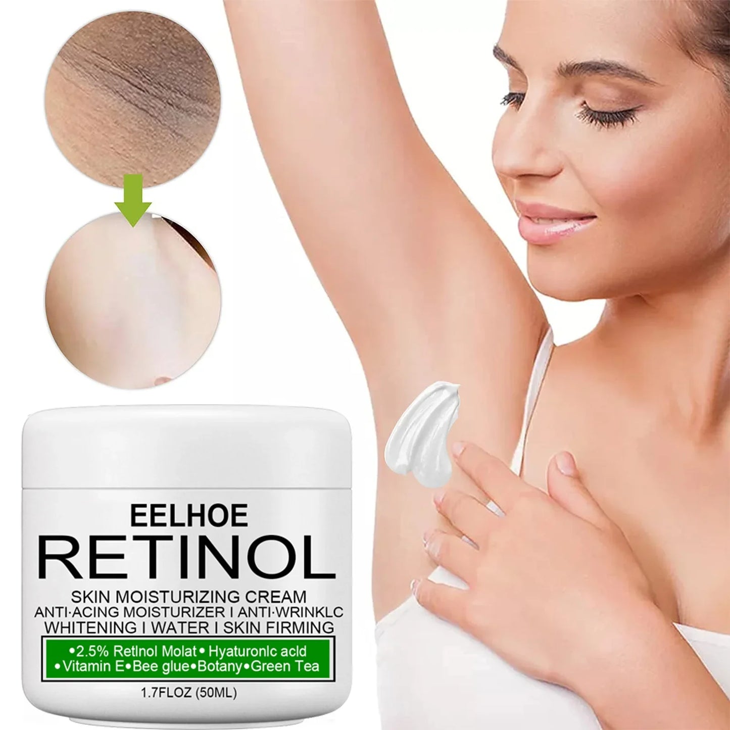 Retinol Whitening Cream for Private Part Brighten Dark Skin Permanent Bleaching Lotion for The Whole Body Underarm Knee Buttocks