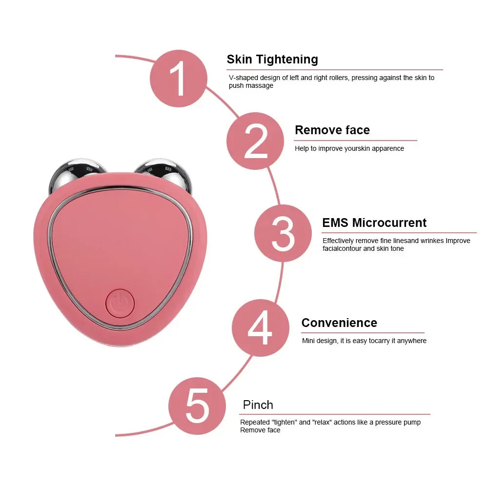 EMS Facial Massager Microcurrent Face Lifting Machine Roller Rejuvenation Beauty Skin Tightening Anti Wrinkle Beauty Devices