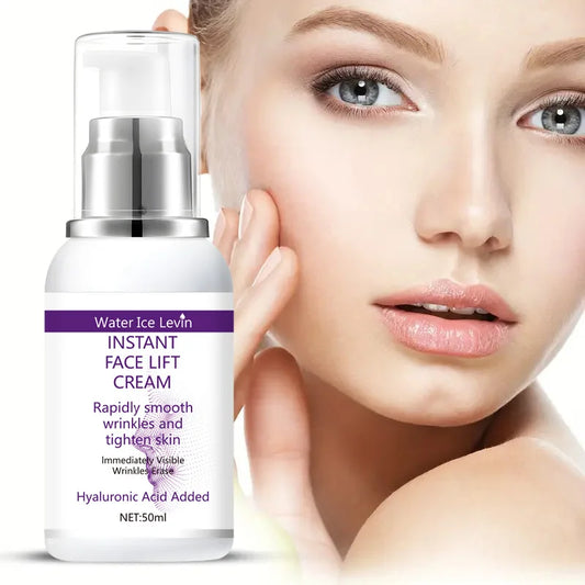 Instant face lift cream with hyaluronic acid for wrinkles. Firming solution.