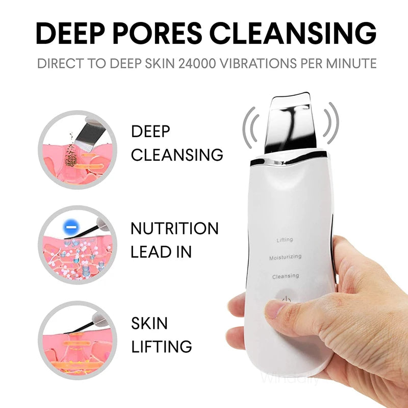 Face Skin Scrubber Deep Cleansing Vibration Massage Facial Cleaner Shovel Spatula Peeling Blackhead Remover Pore Skin Care Tool