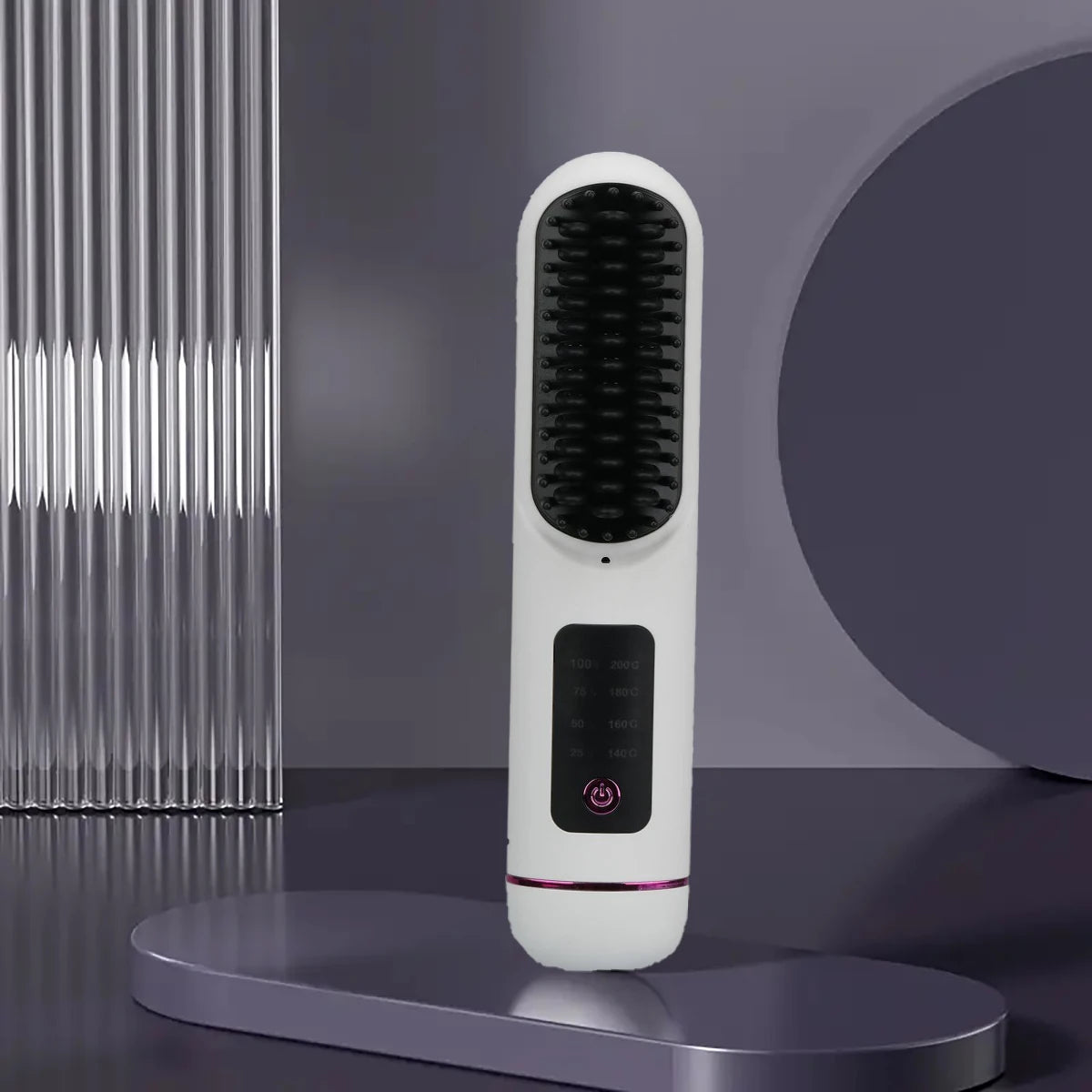 1PC wireless straight hair comb 4-speed temperature setting negative ion technology USB charging is convenient and portable.