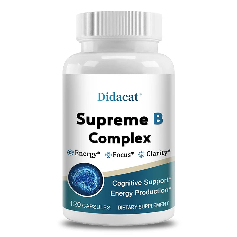 Organic Vitamin B Complex Capsules - Relieve Stress, Support Better Mood, and Improve Mental Clarity, Memory and Concentration